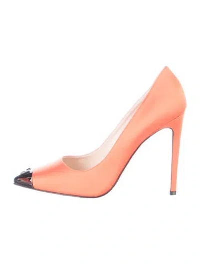Pre-owned Marcell Von Berlin Satin Colorblock Pattern Pumps In Orange