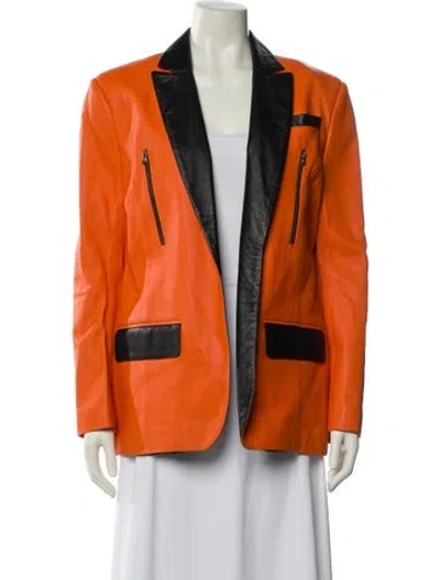 Pre-owned Marcell Von Berlin Silk Colorblock Pattern Blazer In Orange