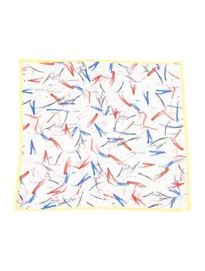 Pre-owned Marcell Von Berlin Silk Graphic Print Scarf W/ Tags In Orange
