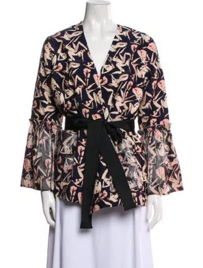 Pre-owned Marcell Von Berlin Silk Printed Jacket In Blue