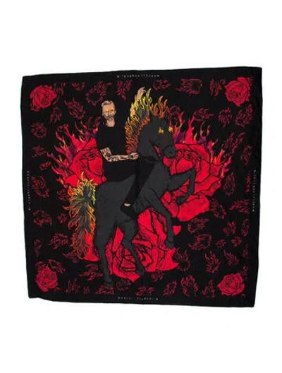 Pre-owned Marcell Von Berlin Silk Printed Scarf In Black