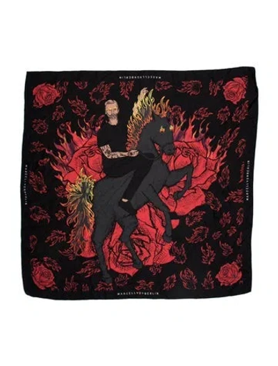 Pre-owned Marcell Von Berlin Silk Printed Scarf In Black