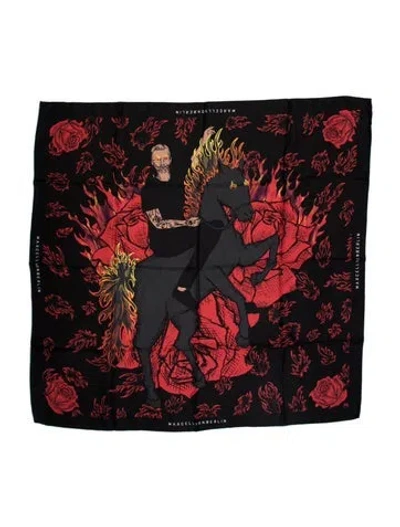 Pre-owned Marcell Von Berlin Silk Printed Scarf In Black