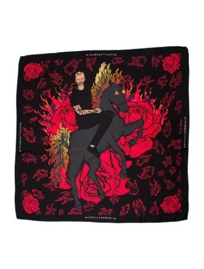 Pre-owned Marcell Von Berlin Silk Printed Scarf In Orange