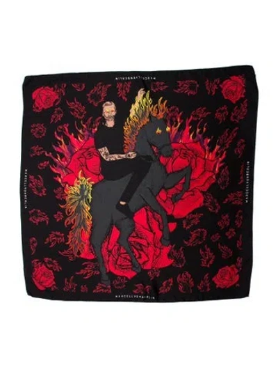 Pre-owned Marcell Von Berlin Silk Printed Scarf W/ Tags In Black