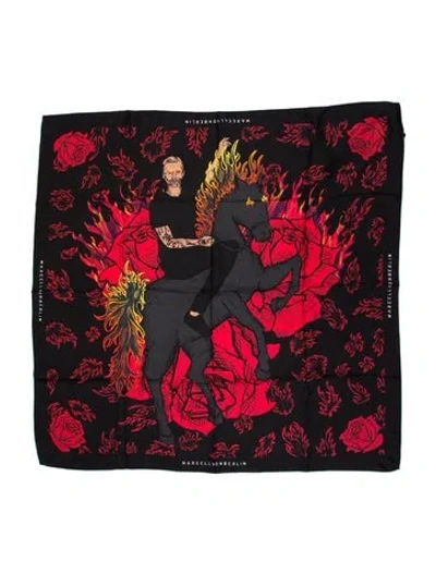 Pre-owned Marcell Von Berlin Silk Printed Scarf W/ Tags In Black