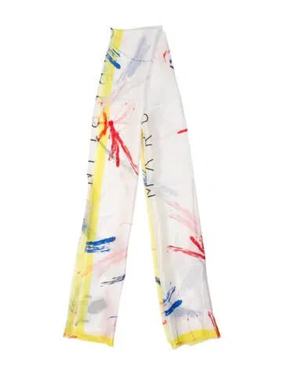 Pre-owned Marcell Von Berlin Silk Printed Scarf W/ Tags In White