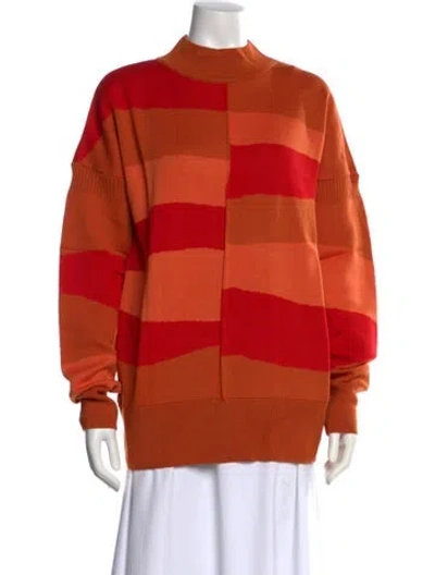 Pre-owned Marcell Von Berlin Striped Mock Neck Sweater In Orange