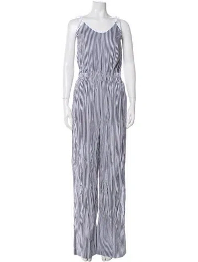 Pre-owned Marcell Von Berlin Striped Scoop Neck Jumpsuit In Blue