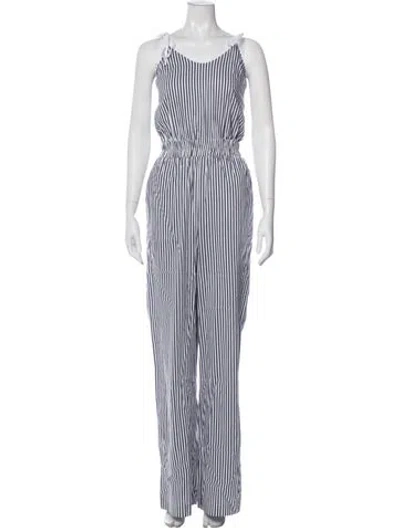 Pre-owned Marcell Von Berlin Striped Scoop Neck Jumpsuit W/ Tags In Blue