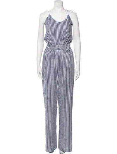 Pre-owned Marcell Von Berlin Striped Scoop Neck Jumpsuit W/ Tags In Blue