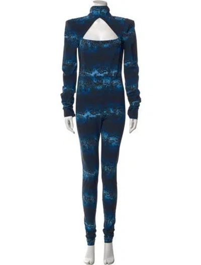 Pre-owned Marcell Von Berlin Tie-dye Print Halterneck Jumpsuit W/ Tags In Blue