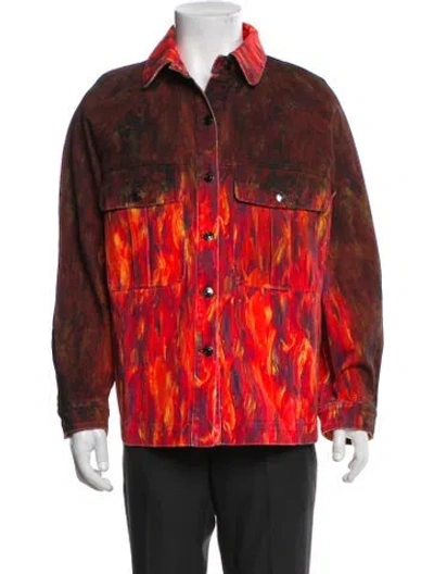 Pre-owned Marcell Von Berlin Tie-dye Print Trucker Jacket In Red