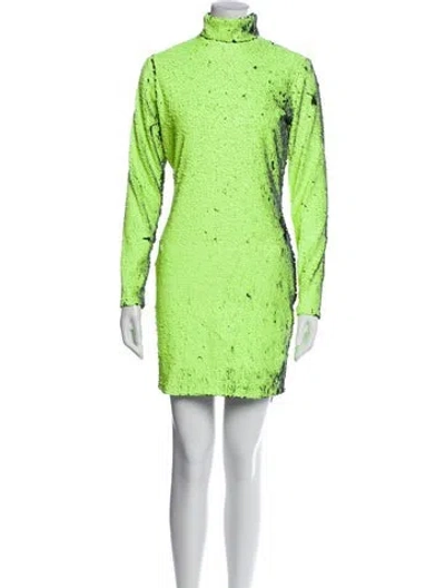 Pre-owned Marcell Von Berlin Tweed Pattern Mini Dress In Green