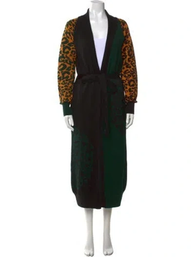 Pre-owned Marcell Von Berlin Virgin Wool Animal Print Sweater In Black