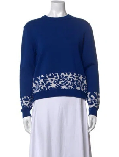 Pre-owned Marcell Von Berlin Virgin Wool Animal Print Sweater In Blue