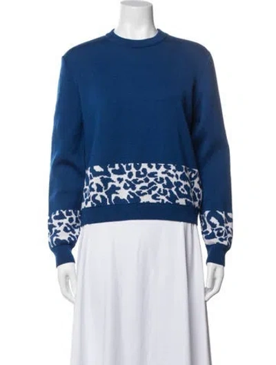 Pre-owned Marcell Von Berlin Virgin Wool Animal Print Sweater W/ Tags In Blue