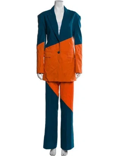 Pre-owned Marcell Von Berlin Virgin Wool Colorblock Pattern Pantsuit In Multi