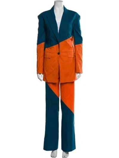 Pre-owned Marcell Von Berlin Virgin Wool Colorblock Pattern Pantsuit In Multi