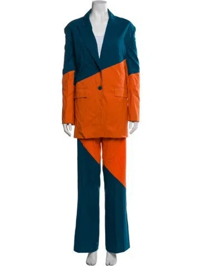 Pre-owned Marcell Von Berlin Virgin Wool Colorblock Pattern Pantsuit In Multi