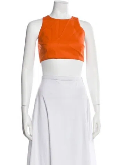 Pre-owned Marcell Von Berlin Virgin Wool Crew Neck Crop Top W/ Tags In Orange