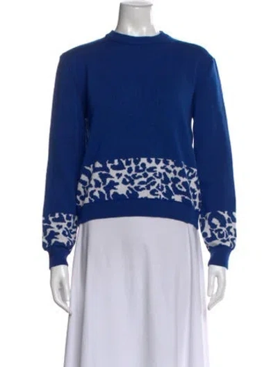 Pre-owned Marcell Von Berlin Virgin Wool Graphic Print Sweater In Blue