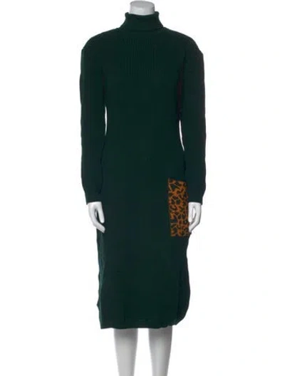 Pre-owned Marcell Von Berlin Virgin Wool Midi Length Dress In Green