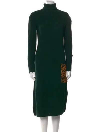Pre-owned Marcell Von Berlin Virgin Wool Midi Length Dress In Green
