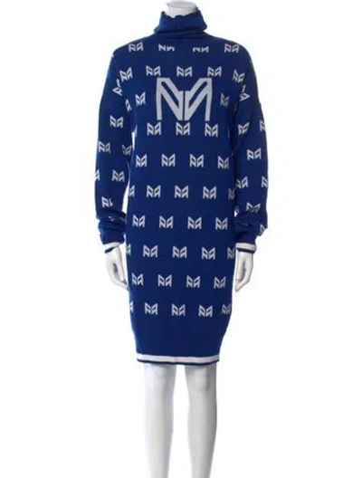 Pre-owned Marcell Von Berlin Virgin Wool Mini Dress In Blue