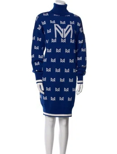 Pre-owned Marcell Von Berlin Virgin Wool Mini Dress In Blue