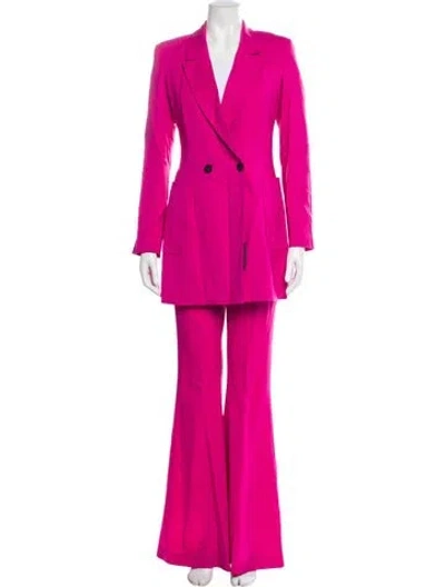 Pre-owned Marcell Von Berlin Virgin Wool Pleated Accents Pant Set W/ Tags In Pink