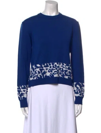 Pre-owned Marcell Von Berlin Virgin Wool Printed Sweater W/ Tags In Blue