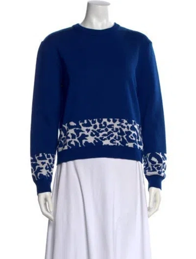 Pre-owned Marcell Von Berlin Virgin Wool Printed Sweater W/ Tags In Blue