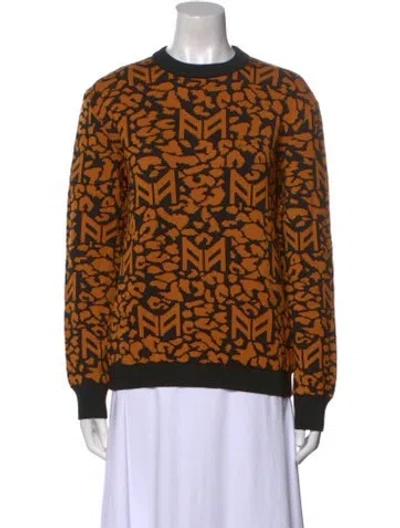 Pre-owned Marcell Von Berlin Virgin Wool Printed Sweater W/ Tags In Orange