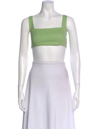 Pre-owned Marcell Von Berlin Virgin Wool Square Neckline Crop Top In Green
