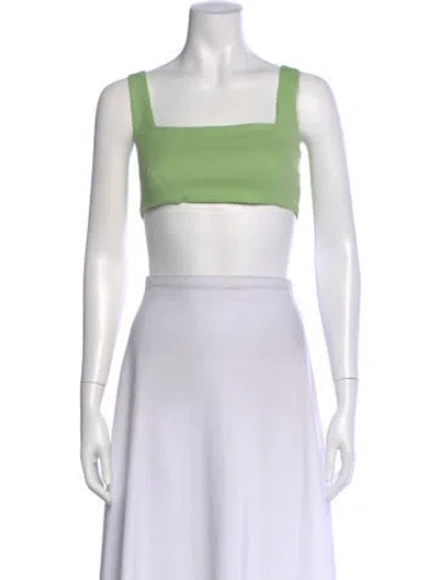 Pre-owned Marcell Von Berlin Virgin Wool Square Neckline Crop Top In Green