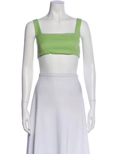 Pre-owned Marcell Von Berlin Virgin Wool Square Neckline Crop Top In Green