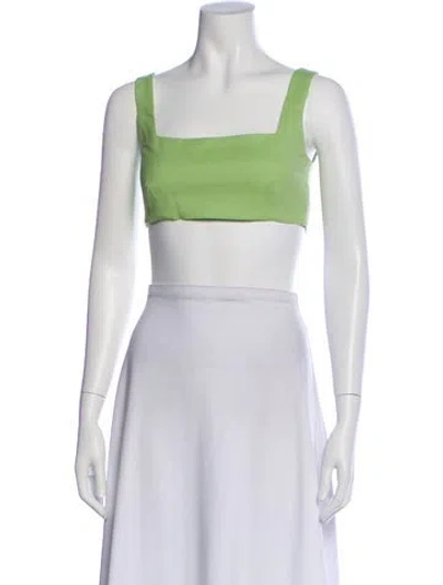 Pre-owned Marcell Von Berlin Virgin Wool Square Neckline Crop Top In Green