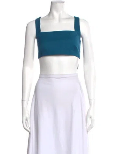 Pre-owned Marcell Von Berlin Virgin Wool Square Neckline Crop Top In Green
