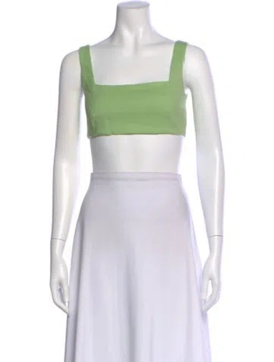 Pre-owned Marcell Von Berlin Virgin Wool Square Neckline Crop Top W/ Tags In Green
