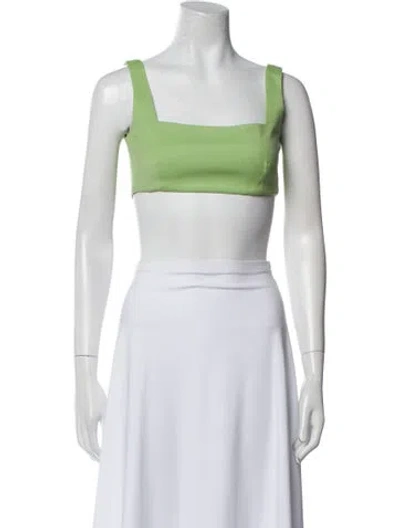 Pre-owned Marcell Von Berlin Virgin Wool Square Neckline Crop Top W/ Tags In Green