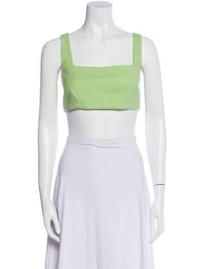 Pre-owned Marcell Von Berlin Virgin Wool Square Neckline Crop Top W/ Tags In Green