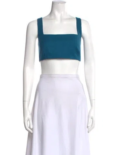 Pre-owned Marcell Von Berlin Virgin Wool Square Neckline Crop Top W/ Tags In Green