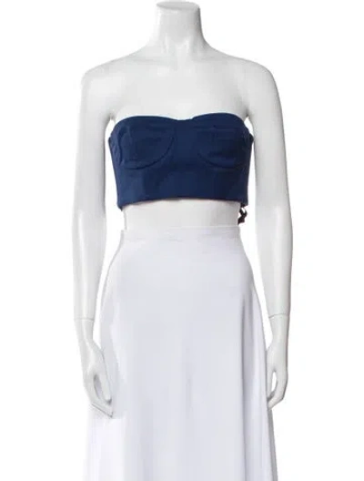 Pre-owned Marcell Von Berlin Virgin Wool Strapless Crop Top In Blue
