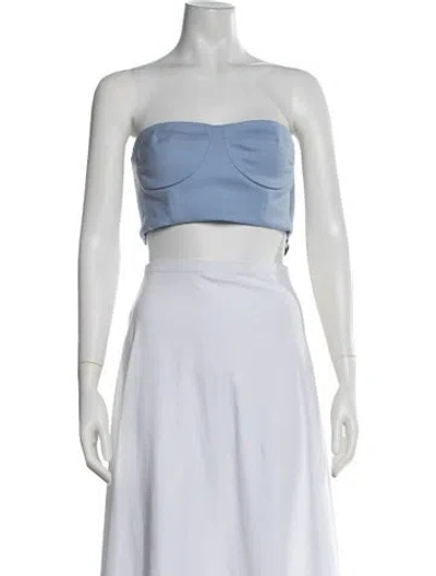 Pre-owned Marcell Von Berlin Virgin Wool Strapless Crop Top In Blue