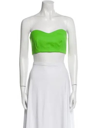Pre-owned Marcell Von Berlin Virgin Wool Strapless Crop Top In Green