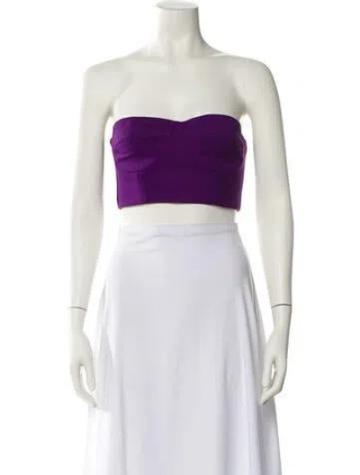 Pre-owned Marcell Von Berlin Virgin Wool Strapless Crop Top In Purple