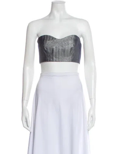 Pre-owned Marcell Von Berlin Virgin Wool Strapless Crop Top W/ Tags In Blue