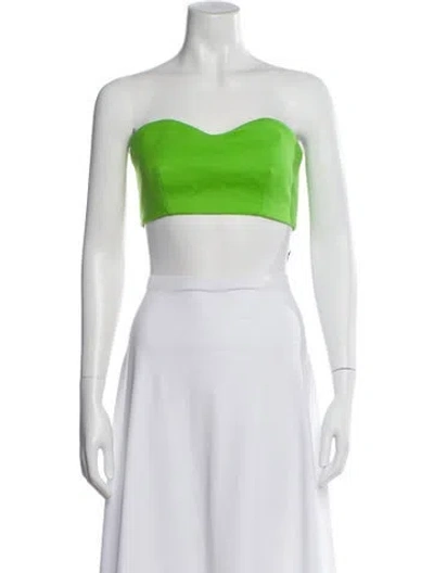 Pre-owned Marcell Von Berlin Virgin Wool Strapless Crop Top W/ Tags In Green