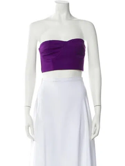 Pre-owned Marcell Von Berlin Virgin Wool Strapless Crop Top W/ Tags In Purple